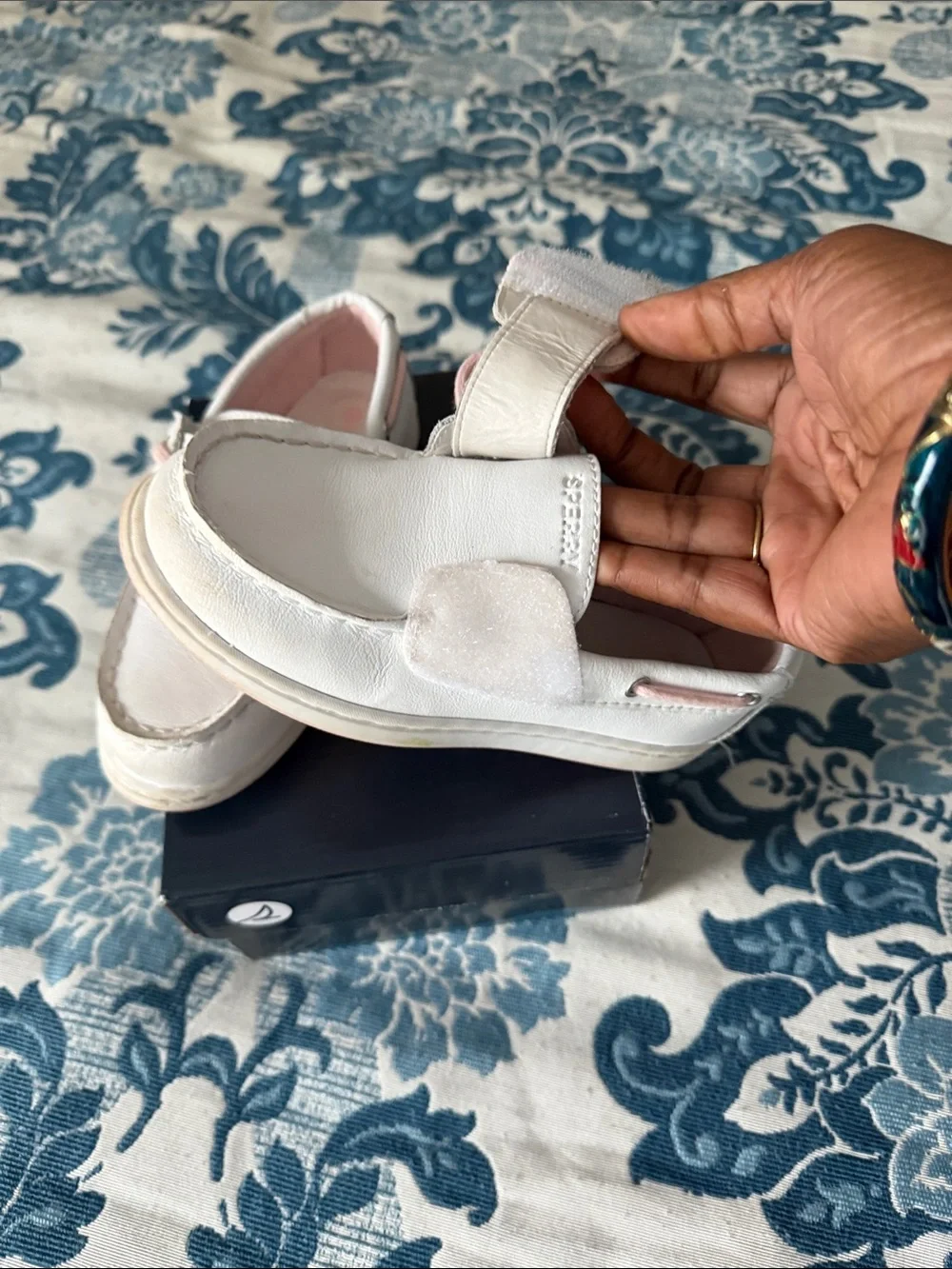 Sperry White Kids Boat Shoes with Pink Accents